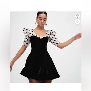 For Love And Lemons Black and White Polka Dot Mini Dress